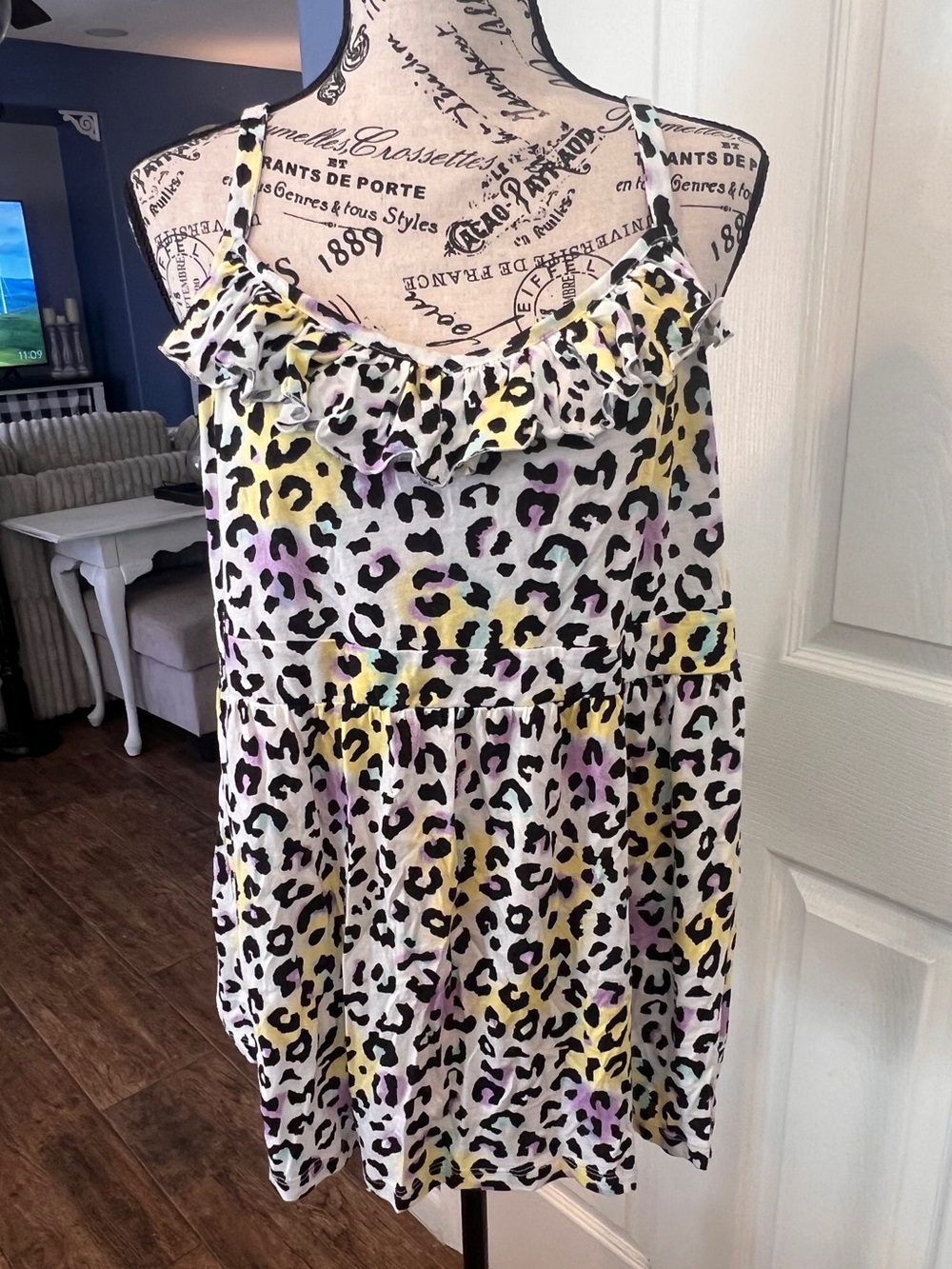 Torrid Twist Tees Size 1 Pastel Cheetah Animal Print Babydoll Cami Tank Y2K cute